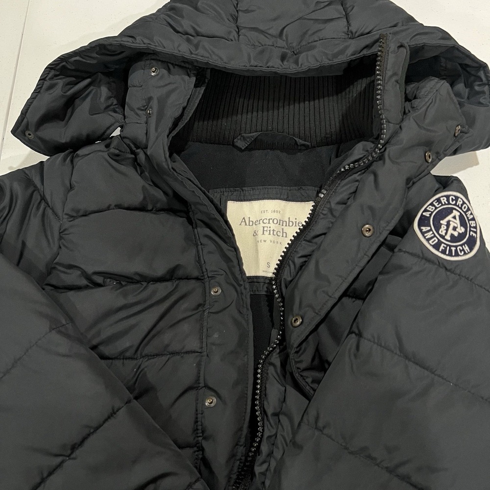 Abercrombie & Fitch Women's Puffer Coat Hooded Black Size Small Y2K